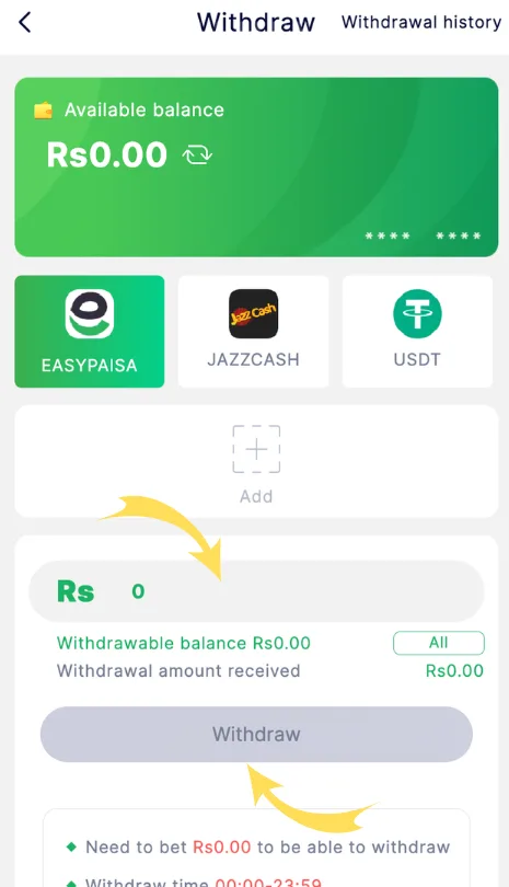 92PKR Withdraw